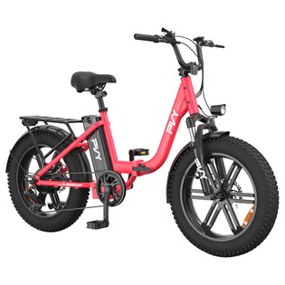 PVY LS20 Electric Bike, 250W Motor, 48V 16.5Ah Battery, 20*4.0-inch Fat Tires, 25km/h Max Speed, 100km Range, Hydraulic Brake, Lockable Shock Absorbing Fork, Shimano 7-speed, LCD Display - Pink