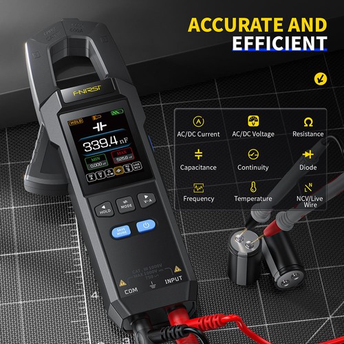 FNIRSI DMC-100 Digitales Zangenmultimeter, 10.000-Zähler True RMS, 2-Zoll-Farbbildschirm, DC/AC-Strom USB-Tester NCV Elektrikerwerkzeug