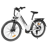 SAMEBIKE RS-A01 Pro-T Vélo électrique, moteur 500 W, batterie 36 V 15 Ah, pneu 26 pouces, vitesse maximale 32 km/h, autonomie 90 km, freins à disque mécaniques, fourche avant réglable, Shimano 7 vitesses, écran LCD - Blanc