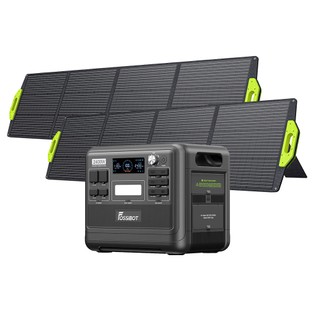 FOSSiBOT F2400 Portable Power Station Kit + 2 x FOSSiBOT SP200 18V 200W Foldable Solar Panel, 2048Wh LiFePO4 Battery 2400W Output Solar Generator, 3xAC RV Car USB Type-C QC3.0 PD DC5521 Pure Sine Wave Full Outlets, 1.5H Fast Charging