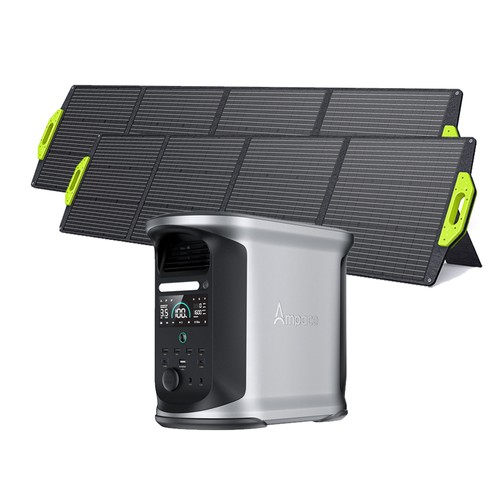 Ampace Andes 1500 Portable Power Station 1462Wh + 2x SP200 200W Foldable Solar Panel