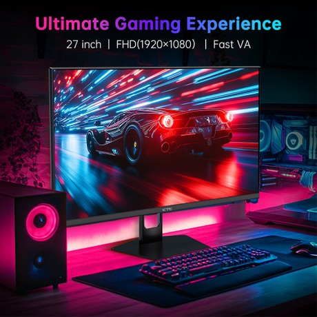 KTC H27E22P Gaming-Monitor, 27 Zoll 1920 x 1080 FHD FAST VA-Panel, 4000:1 Kontrastverhältnis, 280 Hz 240 Hz hohe Bildwiederholfrequenz, 1 ms GTG-Reaktionszeit, FreeSync & G-Sync, HDR10, Blaulichtfilter und flimmerfrei
