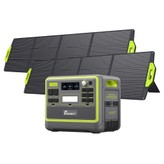 FOSSiBOT F2400 Hordozható Erőmű + FOSSiBOT SP200 18V 200W Összecsukható Napelem, 2048Wh/640000mAh LiFePO4 Akkumulátor, 2400W (4600W Csúcs) Napelemes Generátor, 3xAC Lakókocsiba való USB Type-C QC3.0 PD DC5521 Tiszta Szinusz Hullámú Teljes Aljzatok, 1,5 Órás Gyors Töltés