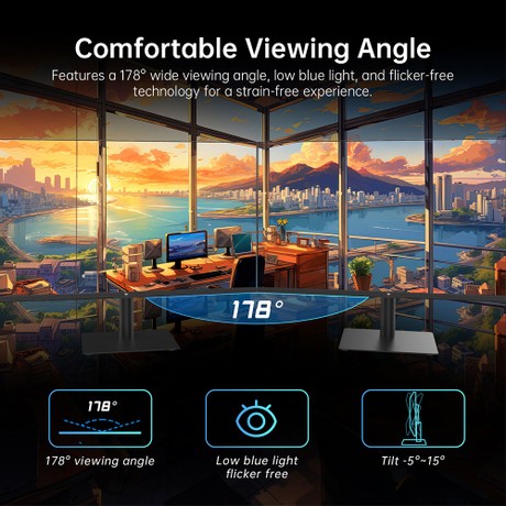 KTC H32T13 Moniteur de jeu, écran IPS 32 pouces 2560*1440, taux de rafraîchissement de 100 Hz, FreeSync et G-Sync, rapport de contraste de 1000:1, faible lumière bleue et sans scintillement, 2*HDMI 2.0, 1*DP1.4, 1*prise pour écouteurs, support VESA