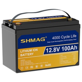 SHMAG 12V 100Ah LiFePO4 Lithium Battery Non-Bluetooth