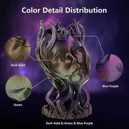 ERYONE Burnt Titanium Rainbow PLA-Filament, 1 kg, Nebula (Dunkelgold