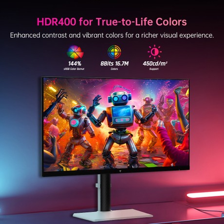 KTC H27E6 Moniteur de jeu 27 pouces, écran IPS rapide QHD 2560 x 1440, taux de rafraîchissement de 300 Hz, HDR 400, temps de réponse de 1 ms, FreeSync et G-Sync, 144 % sRGB, montable VESA, 2 x HDMI 2.1, 2 x DP 1.4, 1 x USB 2.0, 1 x écouteur