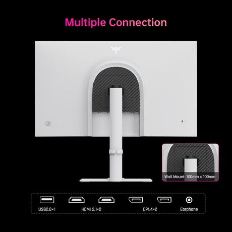 KTC H27E6 Moniteur de jeu 27 pouces, écran IPS rapide QHD 2560 x 1440, taux de rafraîchissement de 300 Hz, HDR 400, temps de réponse de 1 ms, FreeSync et G-Sync, 144 % sRGB, montable VESA, 2 x HDMI 2.1, 2 x DP 1.4, 1 x USB 2.0, 1 x écouteur