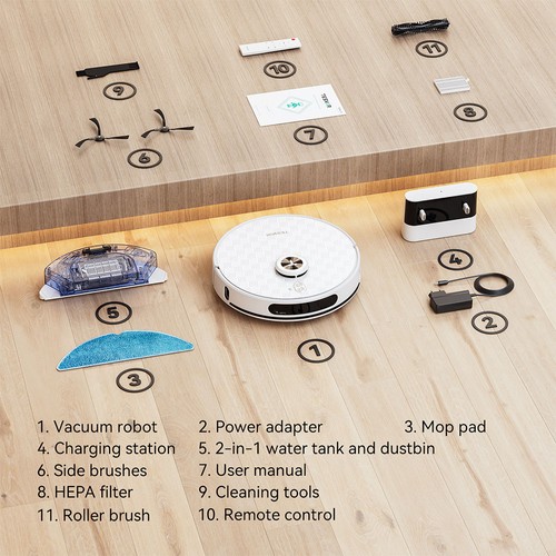 Proscenic 850T Aspirateur Robot et Laveur de Sol 2 en 1, Super Aspiration 3000Pa, Débit d'eau