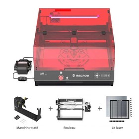 Mecpow X4 Pro Laser 22 W + rouleau rotatif + mandrin rotatif + lit laser