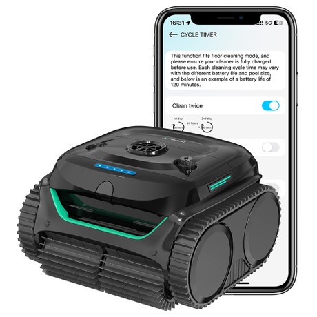 WYBOT C2 Kabelloser Pool-Staubsaugerroboter (2025 NEU), Wand- und Wasserlinienreinigung, doppelte Reinigungsfiltration, für eingebaute Pools bis zu 150 m², Schwarz Grün