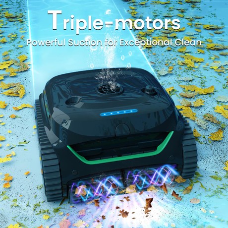 WYBOT C2 Kabelloser Pool-Staubsaugerroboter (2025 NEU), Wand- und Wasserlinienreinigung, doppelte Reinigungsfiltration, für eingebaute Pools bis zu 150 m², Schwarz Grün
