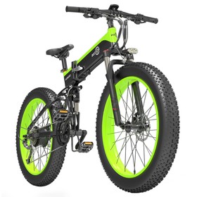Bezior x1500 Pliage Electric Mountain Bike 26  40 pouces Fat Tire 128AH 48V 1500W 40KM  H 100 km kilométrage Max Charge 200 kg Shimano Shifter à 27 vitesses  vert noir