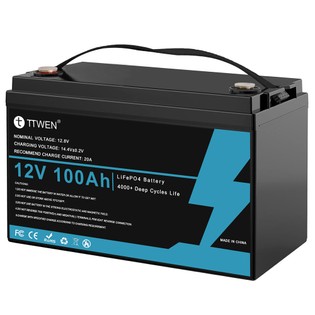 TTWEN 12V 100Ah LiFePO4 Battery, 4000+ Cycles