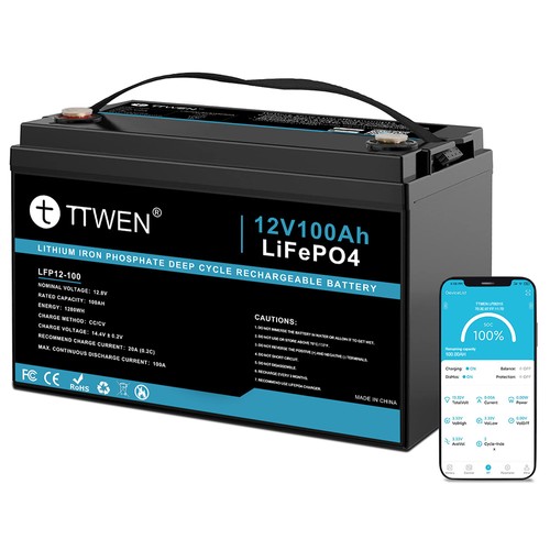 TTWEN 12V 100Ah LiFePO4 Battery with Bluetooth 5.0 z EU za $199.76 / ~785zł