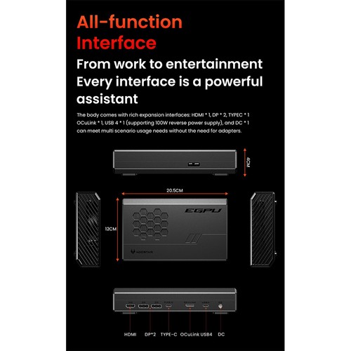 AOOSTAR XG76 EGPU RX7600M OCuLinkとUSB4接続 AOOSTAR XG76 EGPU RX7600M OCuLinkとUSB4接続 AOOSTAR XG76XT eGPU