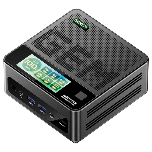AOOSTAR GEM12+ Pro Mini PC with Display, Fingerprint Unlock, AMD Ryzen 7 Pro 8845HS 8 Core Max 5.1GHz, 32GB RAM 1TB SSD, HDMI2.1 + DP1.4+ USB4 + Type-C 4K Four Screen Display, WiFi 6 Bluetooth 5.2, 2*2.5G LAN, 2*USB3.2, 2*USB2.0, 1*Oculink - EU Plug