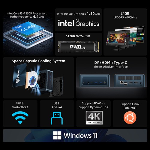 BMAX B9 Plus Mini-PC 24GB/512GB