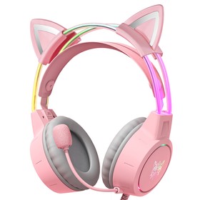 ONIKUMA X15 Pro Pink Cat Ear Wired Gaming Headphones