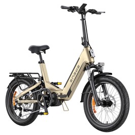 ENGWE L20 3.0 Pro Elektrofahrrad, 250W Motor, 48V 15Ah Akku, 20 x 3,0 Zoll Reifen, 160 km maximale Reichweite, hydraulische Bremse, Vollfederung, Shimano 7-Gang-Schaltung – Golden