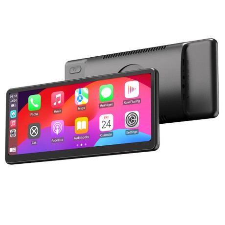 MINIX CP89-HD Portable Wireless CarPlay/ Android Auto Display, 60FPS 8.9 Inch 1920*720 IPS Touch Screen, Magnetic Suction, Plug-and-Play, Dual Bluetooth/ 3.5mm AUX/ FM Transmitter/ Built-in Speaker, Button Control, Ambient Light