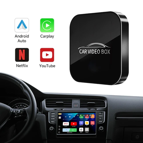 AB038 Wireless CarPlay Android Auto Box, Car Multimedia System with Mirror Link, Plug & Play USB Adapter, Dual WiFi 2.4G/5G, Bluetooth 5.0, Supports TF Card & Online Videos