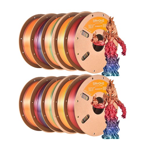 10kg ERYONE Filament PLA Soie Couleurs Arc-en-Ciel
