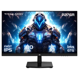 TITAN ARMY P27GR Moniteur de jeu écran IPS rapide 27 pouces 2560*1440 16:9 taux de rafraîchissement de 180 Hz 1 ms GTG 99 % sRGB HDR10 Adaptive-Sync mode jeu OD dynamique affichage PBP et PIP faible lumière bleue inclinaison réglable montage mural VESA