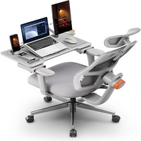 Silla de oficina ergonómica NEWTRAL MAGICH003 con escritorio desmontable, respaldo autoajustable, soporte lumbar adaptable, reposacabezas ajustable, reposabrazos reclinable 3D, bloqueo en 3 posiciones, color gris
