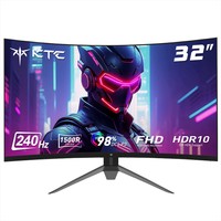 Monitor curvo para juegos KTC H32S17F de 32'' reacondicionado, panel HVA de 1920 x 1080, frecuencia de actualización de 240 Hz, 125 % sRGB, relación de contraste de 3500:1, sincronización adaptativa, HDR10, tiempo de respuesta de 3 ms, 2 HDMI 2.0, 1 DP 1.4, 1 USB 2.0, 1 audio, soporte VESA, inclinación ajustable, baja luz azul.