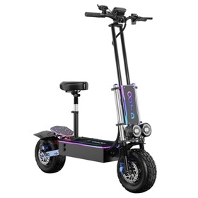 OOTD D99 Trottinette électrique tout-terrain, Pneus de 13 pouces, 3000 W * 2 Moteurs doubles, Vitesse maximale de 85 km/h, Batterie 60 V 40 Ah, Autonomie maximale de 120 km, Charge maximale de 150 kg, Double absorption des chocs avec clignotants, Frein hydraulique avant et arrière, Frein à huile APP - Noir