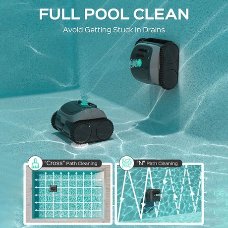 WYBOT C1 Cordless Robotic Pool Cleaner, 150min Runtime, Wall Climbing, Intelligent Route Planning, APP Control, for Pools up to 1,615 Sq.ft, Gray-green