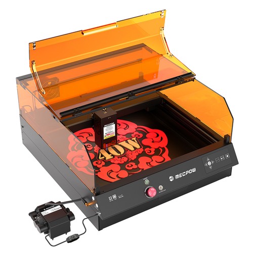 Mecpow X4 Pro 40 W FDA Klasse 1 Laserschneider, KI-Kamera, 30000 mm/min, schneidet 25 mm Holz in 1 Durchgang / 30 mm Acryl in 2 Durchgängen, 400 x 398 mm