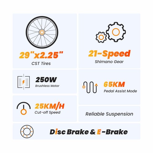Touroll U1 29-Zoll-Offroad-Elektro-MTB-Fahrrad 250W Motor 13Ah Akku