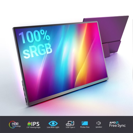 MINIX SF16T Portable Monitor, 16.5 inch 1920*1200 Touchscreen, 178º Viewing Angles, 2*Stereo Speakers