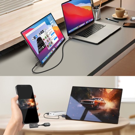 MINIX SF16T Portable Monitor, 16.5 inch 1920*1200 Touchscreen, 178º Viewing Angles, 2*Stereo Speakers