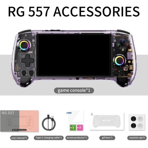 ANBERNIC RG557 Spielkonsole, 128 GB, TF-Karte, transparent, lila