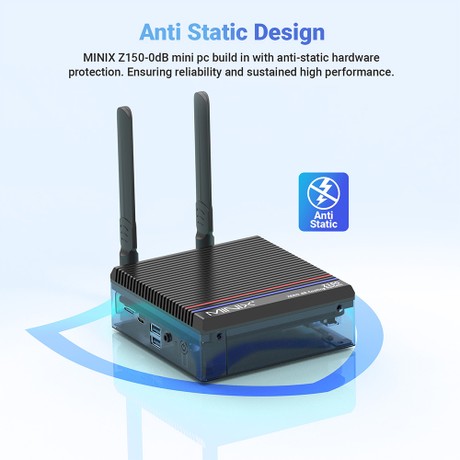 MINIX Z150-0dB Fanless Mini PC, Intel N150 4 Cores Max 3.6GHz, 16GB RAM 512GB SSD, 2*HDMI 4K@60Hz Dual Screen Display, WiFi 6 Bluetooth 5.2, 1*USB-C, 2*USB 3.2, 2*USB 2.0, 1*RJ45, 1*Audio Jack, 2*External WiFi Antennas