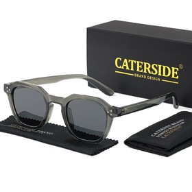 CATERSIDE K39330 Vintage Polarized Sunglasses Grey Frame