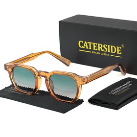 CATERSIDE K39769 Vintage Sunglasses Orange Frame Green Lens
