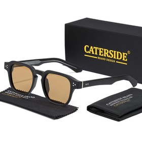 CATERSIDE K40270 Vintage Sunglasses Black Frame Brown Lens