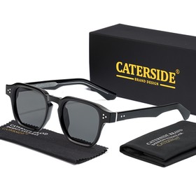 CATERSIDE K40270 Vintage Sunglasses Black Frame Grey Lens