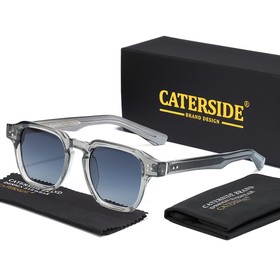 CATERSIDE K40270 Vintage Sunglasses Grey Frame Blue Lens