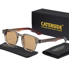 CATERSIDE K40270 Vintage Sunglasses Grey Frame Brown Lens