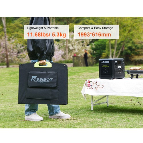 Panneau Solaire Portable 200W FOSSIBOT - Pliable, étanche IP67, Rendement 23,4% - Parfait Pour Camping Et Stations D'alimentation