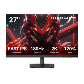 TITAN ARMY P27GR Moniteur de jeu, écran IPS rapide 27 pouces 2560*1440 16:9, taux de rafraîchissement de 180 Hz, 1 ms GTG, 99 % sRGB, HDR10, Adaptive-Sync, mode jeu, OD dynamique, affichage PBP et PIP, faible lumière bleue, inclinaison réglable, montage mural VESA