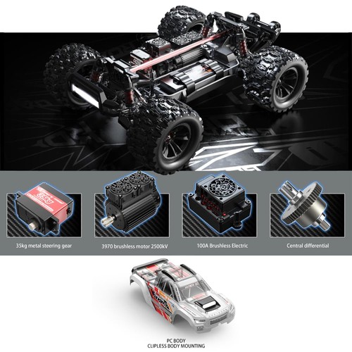 MJX 10208 1/10 RC Auto 4WD Bürstenloses Hochgeschwindigkeits-4WD-RC-Fahrzeug