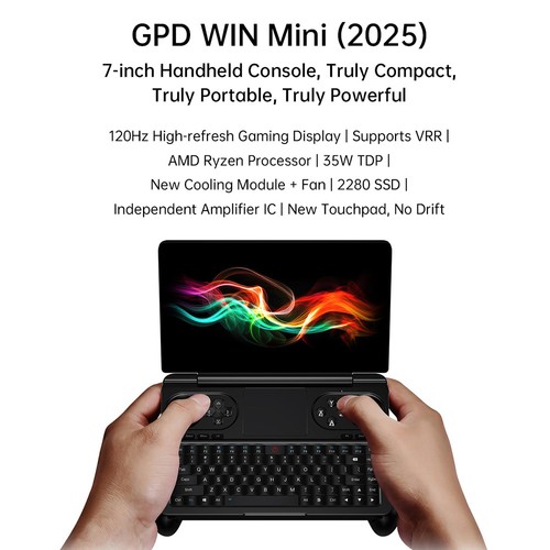 GPD WIN Mini (2025) Handheld Game Console 64GB+2TB Black EU Plug