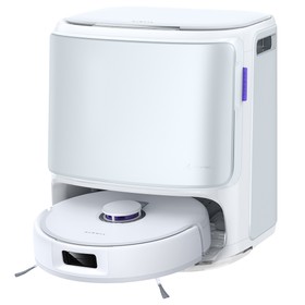 Aspirator robot și mop NARWAL Freo Z10, fără încurcături, aspirație de 15,000 Pa, se adaptează la zone greu accesibile, auto-golire, spălare și uscare cu mop, evitarea obstacolelor, pentru păr de animale și podele dure, alb