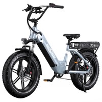 ONESPORT OT08 elektromos kerékpár, 500 W-os motor, 48 V-os 18 Ah-s akkumulátor, 20 x 4,0 hüvelykes gumiabroncsok, 25 km/h maximális sebesség, 90 km-es hatótávolság, hidraulikus tárcsafékek, teleszkópos villa, Shimano 7 sebességes - szürke